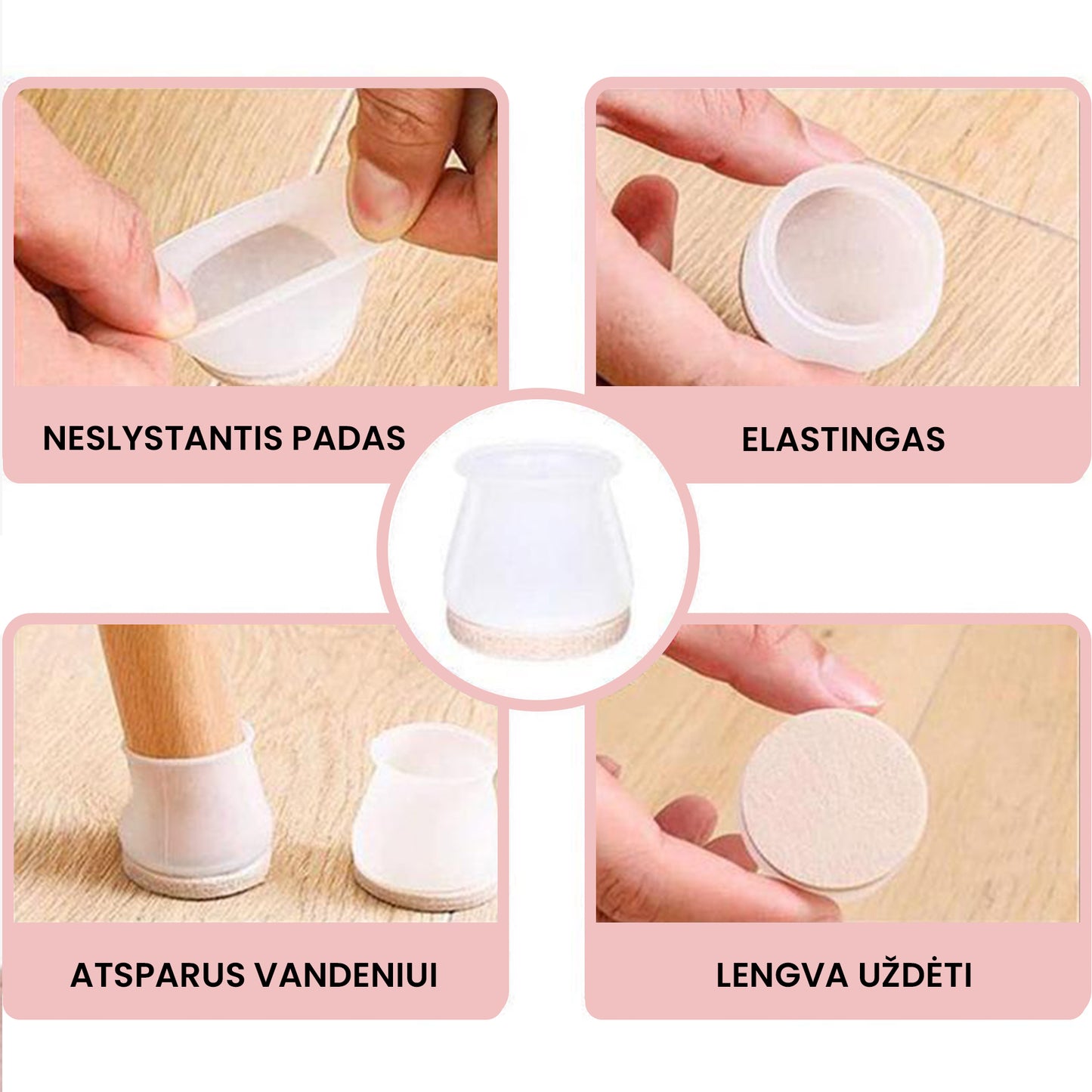 Silikoninės baldų kojelių apsaugos