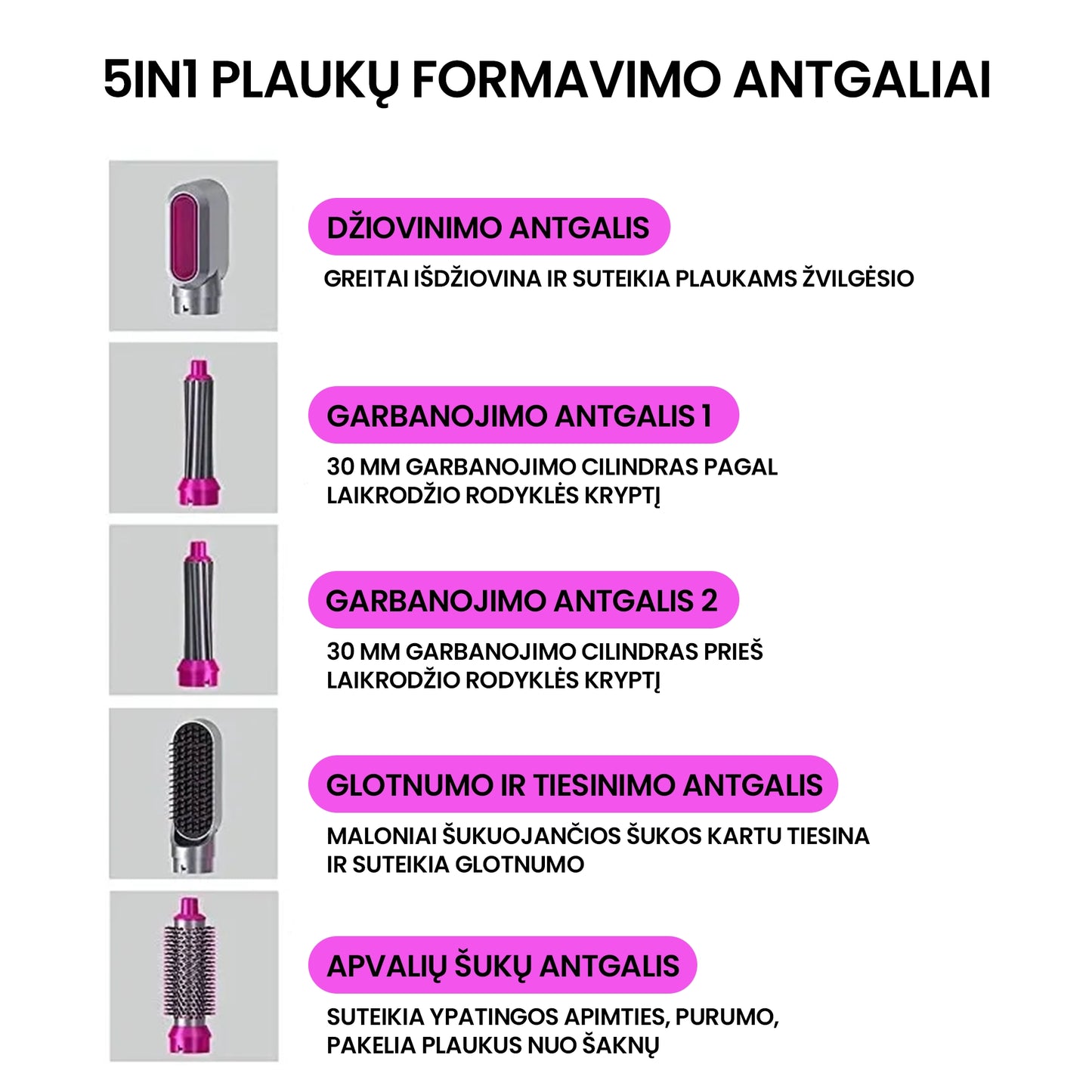 UrbanDryer™ - 5in1 plaukų formavimo šukos