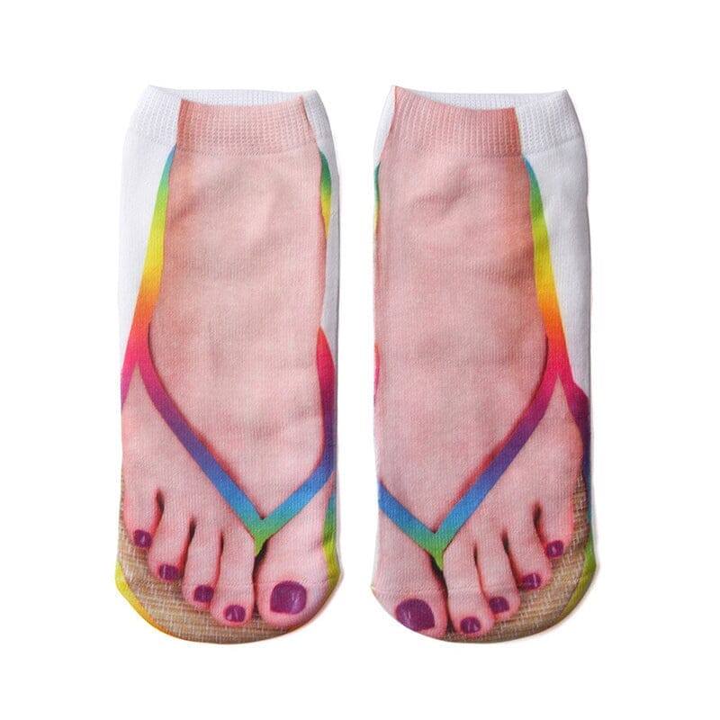 3D kojinės "Vasaros šlepetės" (6 poros)