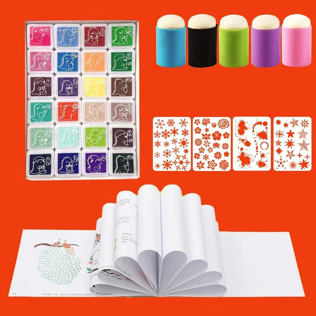 Tapybos kempinėlių ir trafaretų rinkinys