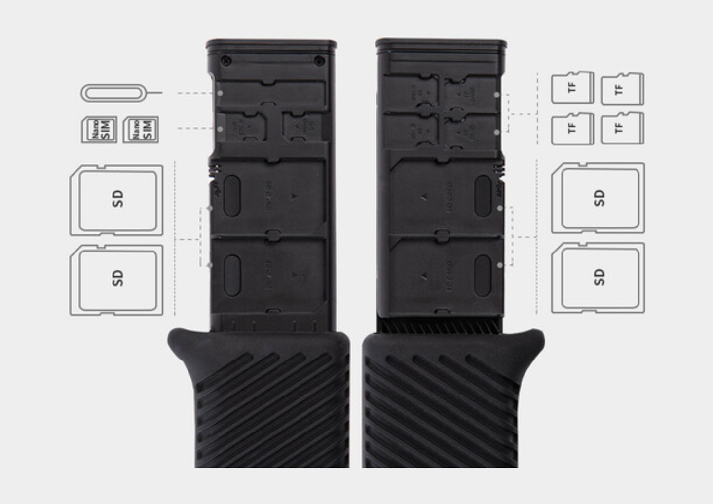 Didelės spartos atminties kortelių skaitytuvo dėklas