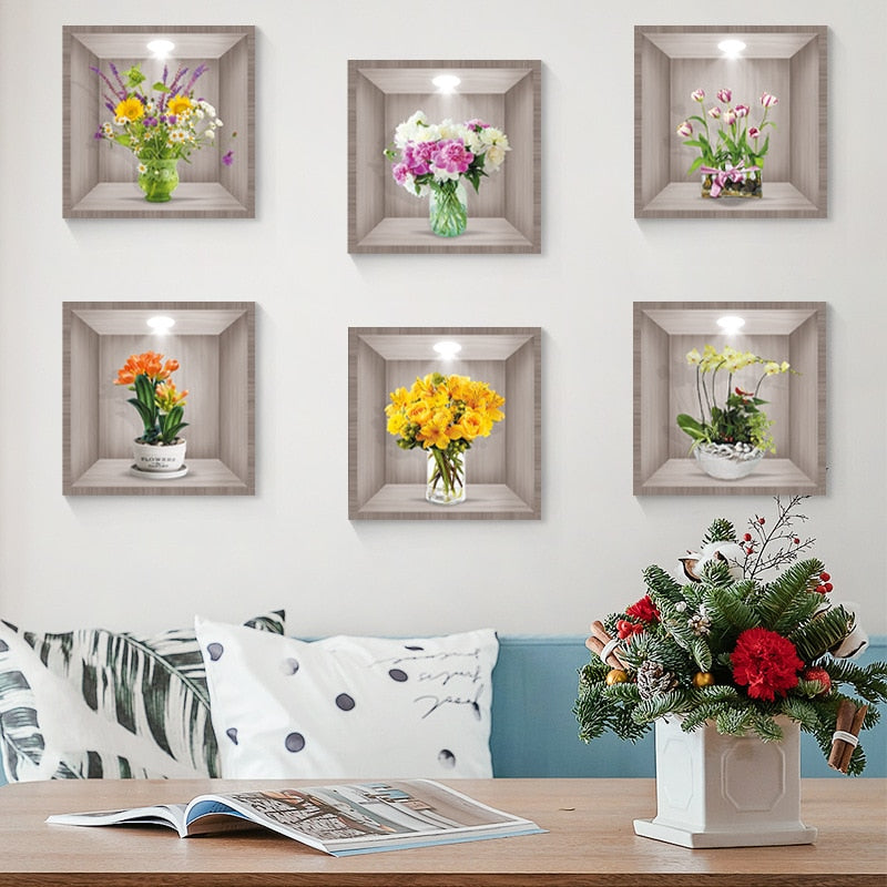 Priklijuojamos 3D sienų dekoracijos (6 vnt.)