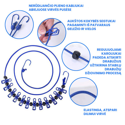 Nešiojama drabužių džiovinimo virvė