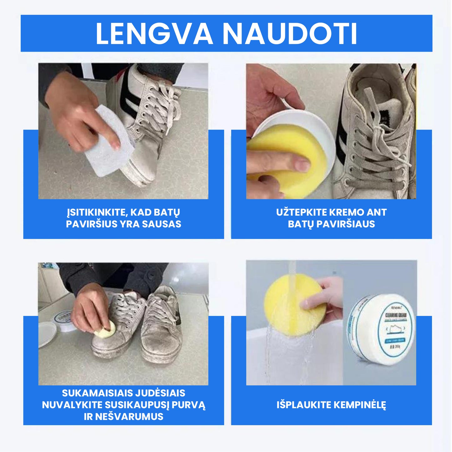 CleanShoe™ - efektyvus batų nešvarumų valiklis